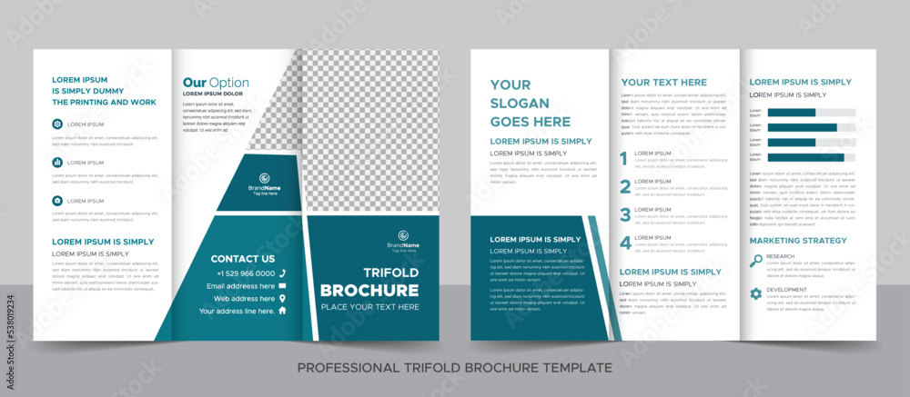Creative corporate modern business trifold brochure template, trifold layout, letter, a4 size brochure.