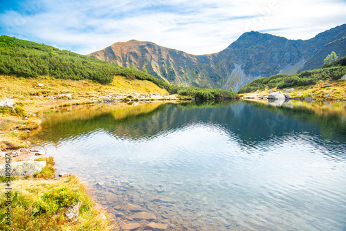 Rohacske lakes in the Slovakia mountains. Rohacske plesa for the tourists.