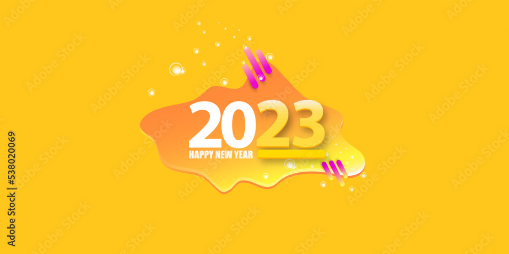 2023 Happy new year creative design horizontal background, greeting card and banner with text. Vector 2023 new year numbers isolated on orange horizontal background. 2023 Happy new year creative design horizontal background, greeting card and banner with text. Vector 2023 new year numbers isolated on orange horizontal background.