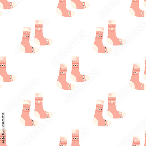 cartoon seamless pattern of socks in scandinavian style