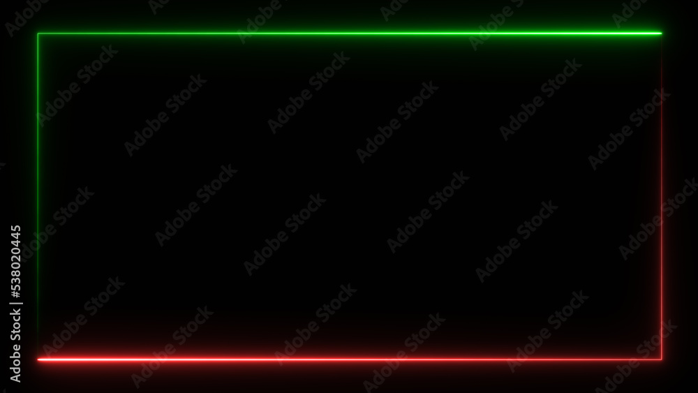 Neon light red and green color rectangular abstract background, 3D render Neon light red and green color rectangular abstract background, 3D render