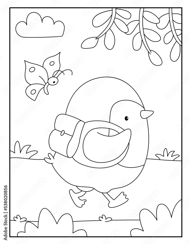 Cute penguin coloring page for kids Stock Vector | Adobe Stock