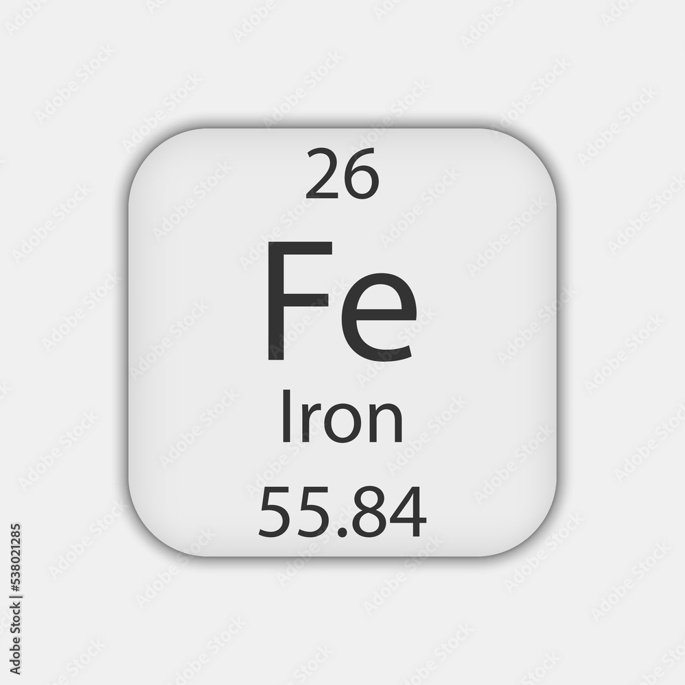 Iron symbol. Chemical element of the periodic table. Vector illustration. Iron symbol. Chemical element of the periodic table. Vector illustration.
