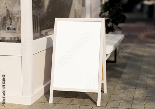 White Board, welcome sign Mockup , outdoors. Greeting template with clipping path.