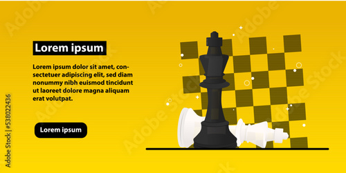 The Loser White Queen chess figure in competition success play. Chess Tournament vector banner design. Vector illustration