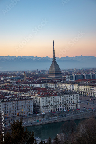 a wintery evening sunset in Turin Italy  © Gt3jack