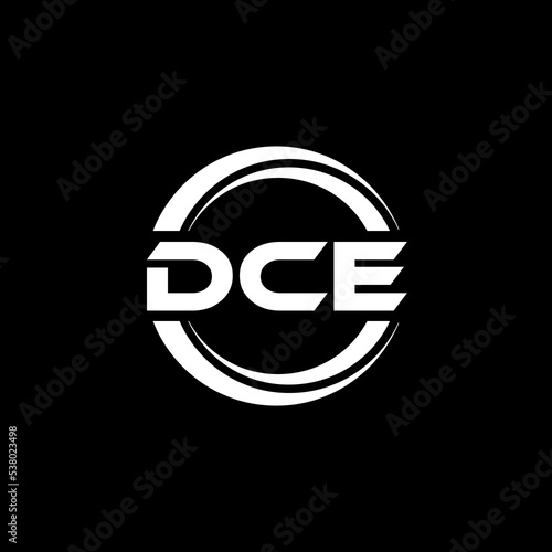 DCE letter logo design with black background in illustrator, vector logo modern alphabet font overlap style. calligraphy designs for logo, Poster, Invitation, etc. photo