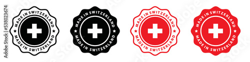 Made in Switzerland label icon, vector illustration
