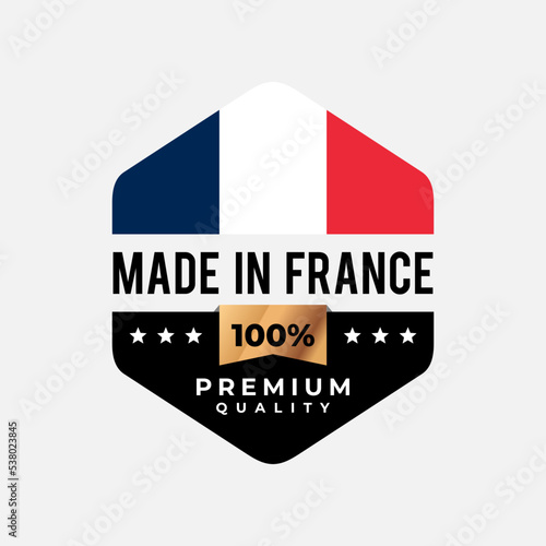 Made in France label. Vector shield icon