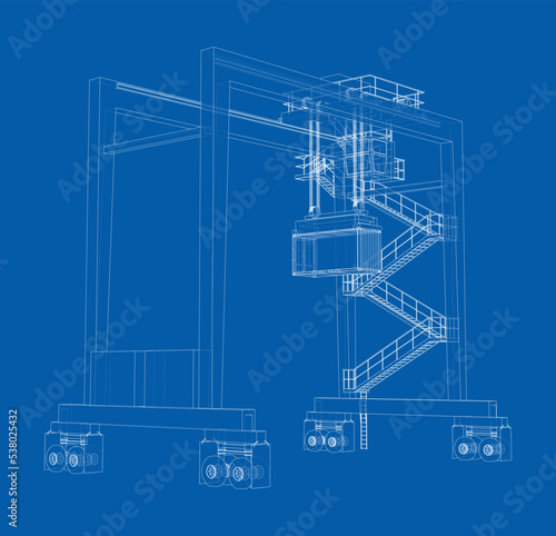 Port cargo crane. Vector