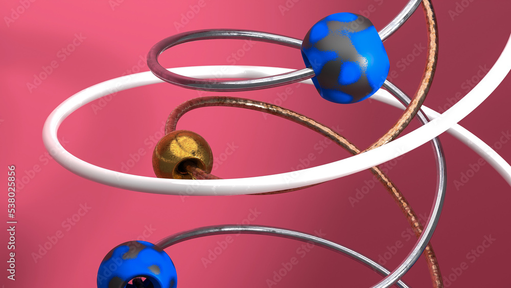 3d atoms move along its paths. Abstract scientific 3d illustration background 3d atoms move along its paths. Abstract scientific 3d illustration background