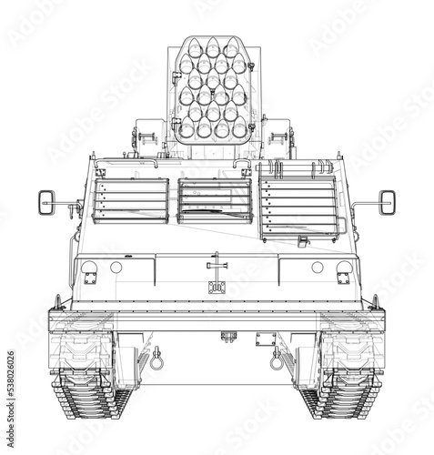 Military track missle system. Vector
