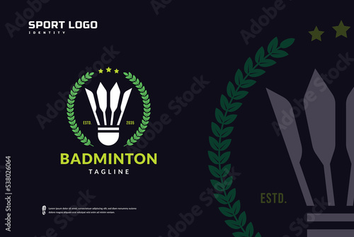 Badminton club logo, Badminton tournament emblems template. Sport team badge vector design