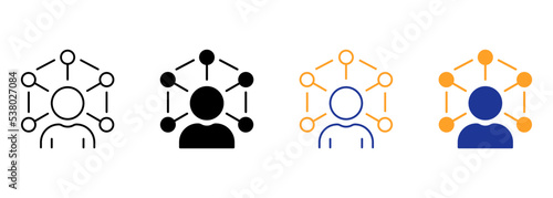 Ability Silhouette and Line Icon. Capability Social Increase Expertise Icon. Job Employee Training Talent Skill Pictogram. Management Efficiency. Editable Stroke. Isolated Vector Illustration photo