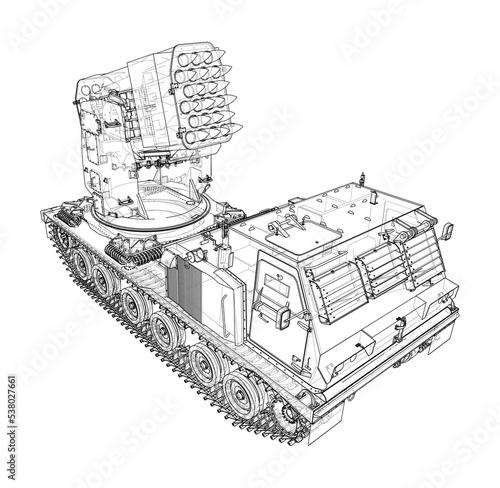 Military track missle system. Vector