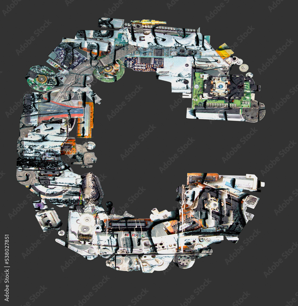 The Letter C made up from old electronic parts The Letter C made up from old electronic parts