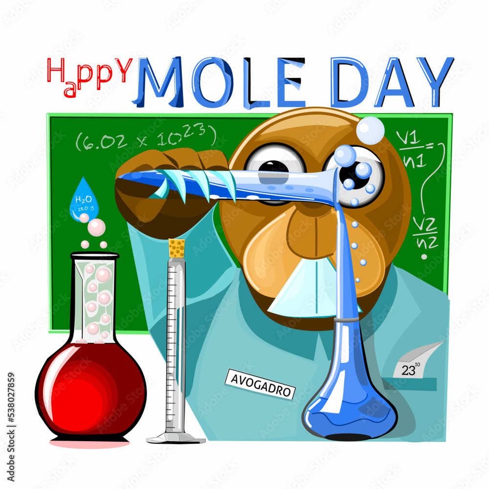 chemistry flyer, banner or poster for happy mole day on October, 23rd