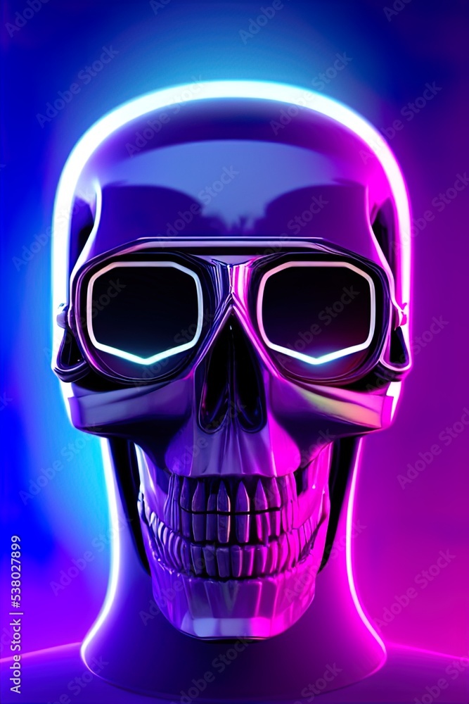 Skull avatar illustration in cyberpunk style Skull avatar illustration in cyberpunk style