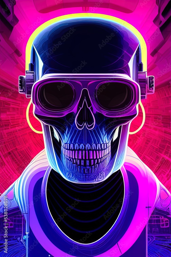 Skull avatar illustration in cyberpunk style Skull avatar illustration in cyberpunk style