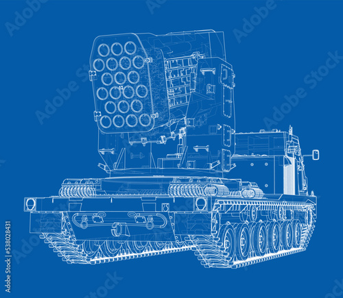 Military track missle system. Vector