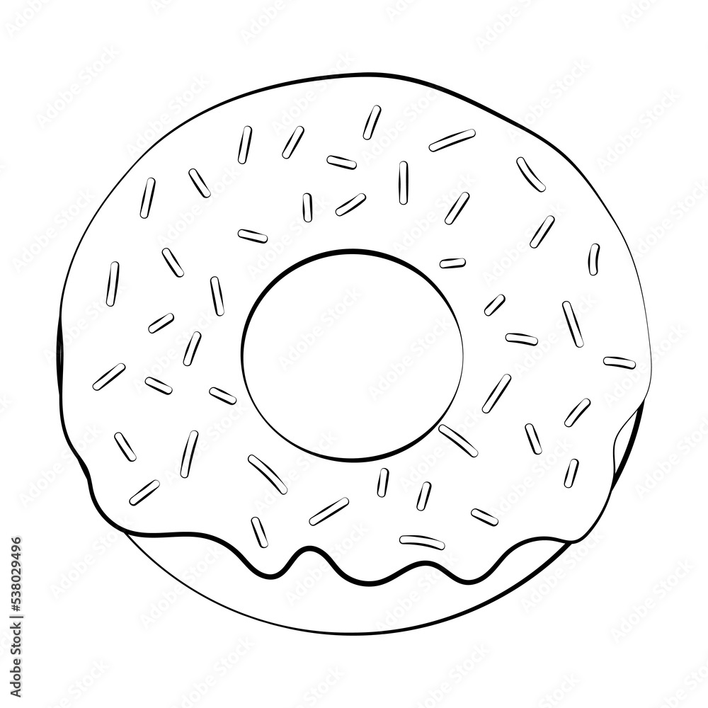 A donut with a thin line. Vector on a white background A donut with a thin line. Vector on a white background