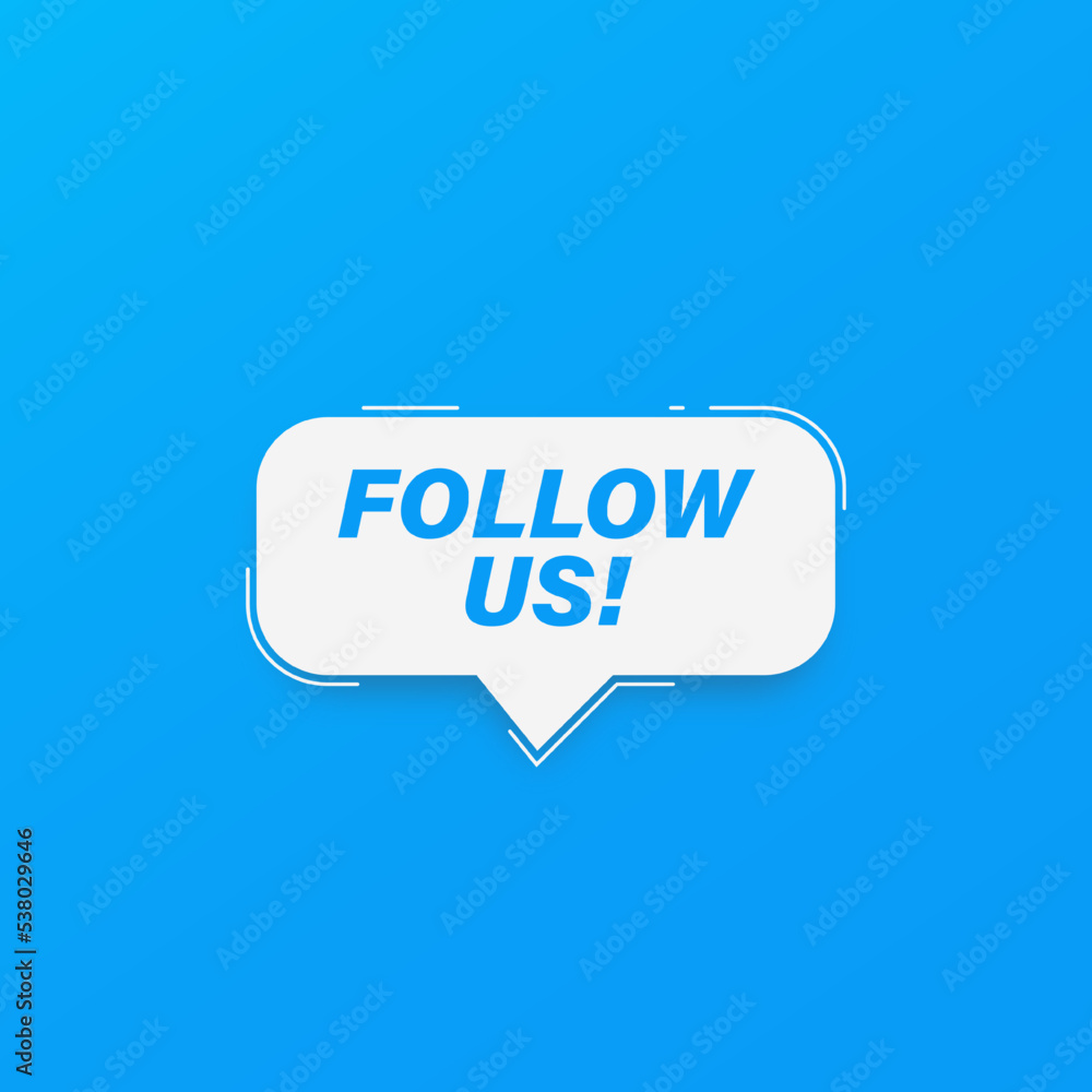 Follow us vector banner on square background. Following social media illustration. Follow us vector banner on square background. Following social media illustration.