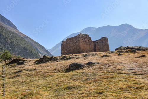 The Inca Ruins of Pumamarca, near the town of Ollantaytambo, Cusco, Peru photo