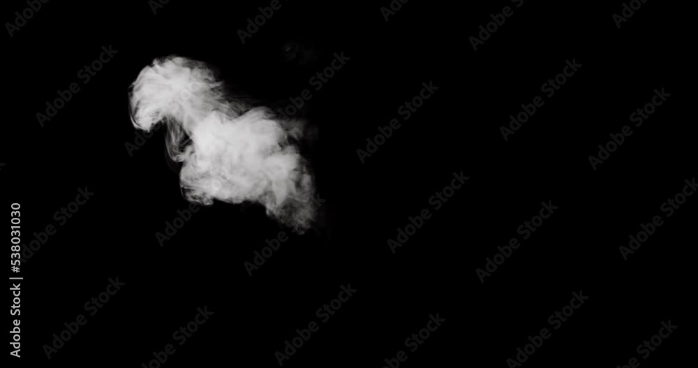 Smoke appears on the center left side of the frame and slowly drifts further to the left. Smoke appears on the center left side of the frame and slowly drifts further to the left.
