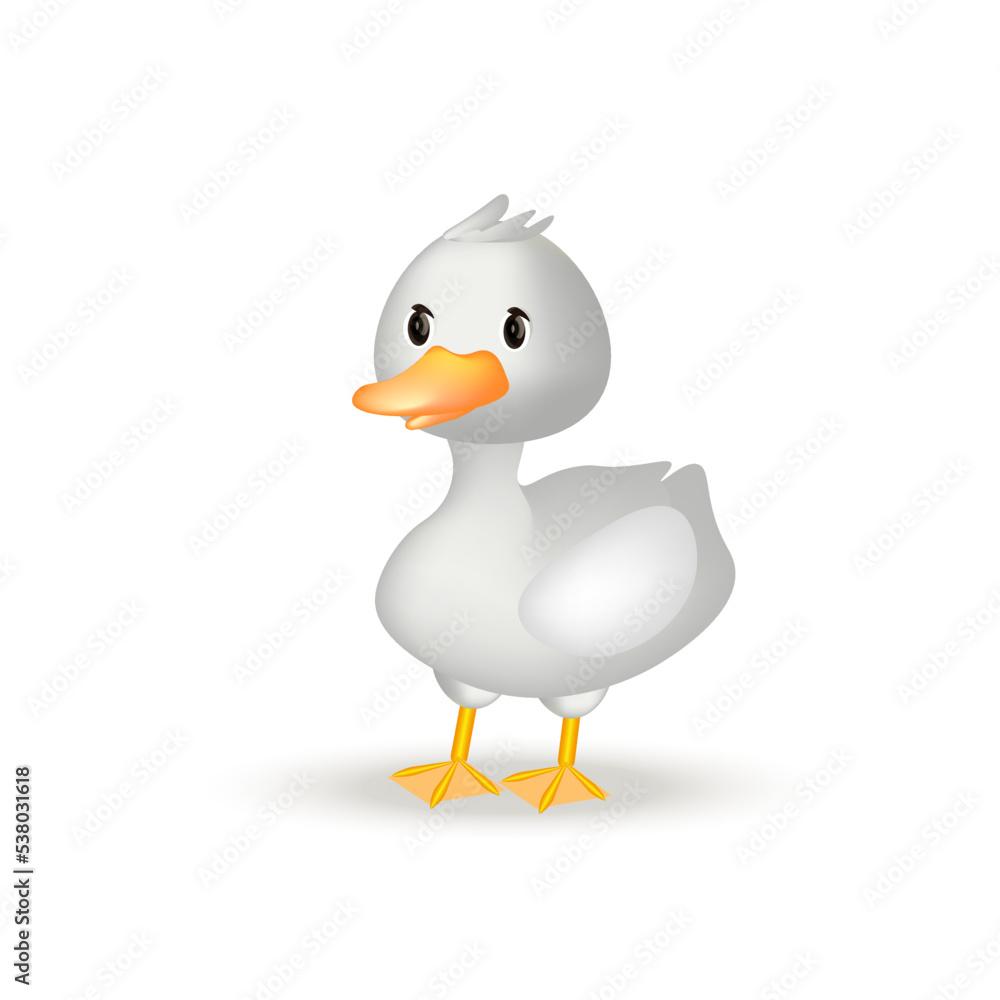 Vector goose. Cute goose, duck, 3d cartoon character. Kawaii bird. Suitable for baby products, children's books, goods. Vector goose. Cute goose, duck, 3d cartoon character. Kawaii bird. Suitable for baby products, children's books, goods.