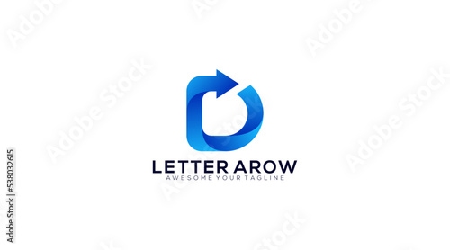 Blue Gradient Letter D Direction Logo Design Template