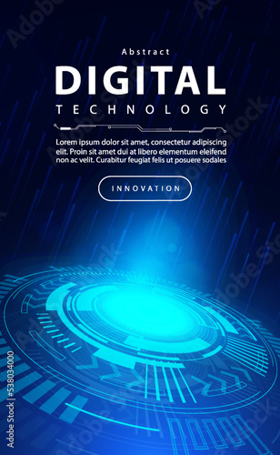 Digital Ai big data technology futuristic blue background, cyber cloud security, abstract space neon wifi tech, innovation future upload data, global internet network connection, illustration vector