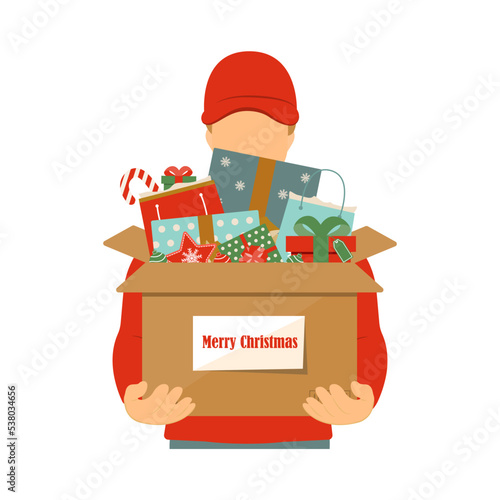 courier with christmas gifts
