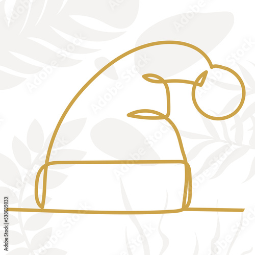 santa hat one continuous line drawing, vector