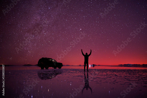 Night sky with stars at uyuni salt flats, bolivia. 