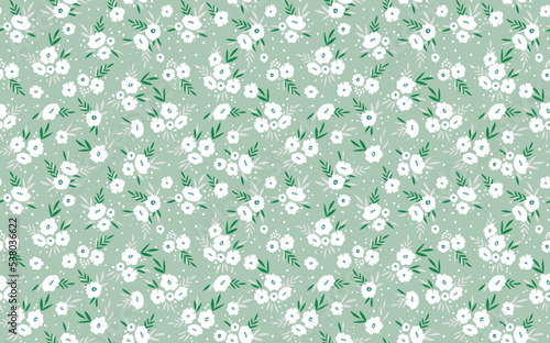 Seamless floral pattern based on traditional folk art ornaments. Colorful flowers on color background. Scandinavian style. Sweden nordic style. Vector illustration. Simple minimalistic pattern