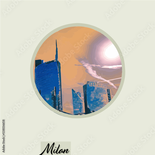 city skyline vector, Milan