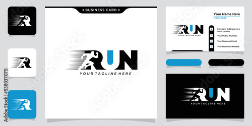 Running logo, jogging and marathon logo template design