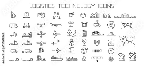 logistics icons set  vector illustration line icons about logistics  delivery  technology and innovation