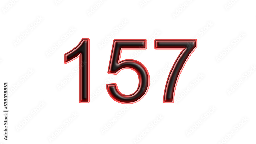 red 157 number 3d effect white background red 157 number 3d effect white background