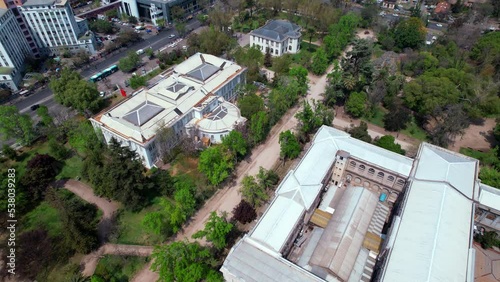 Topdown view of the National Museum of Natural History and Museum of Contemporary Art, located in Quinta Normal Park, Chile photo