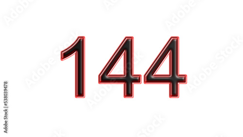 Foto red 144 number 3d effect white background