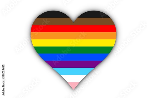 Bandera arcoíris 11 colores en corazón