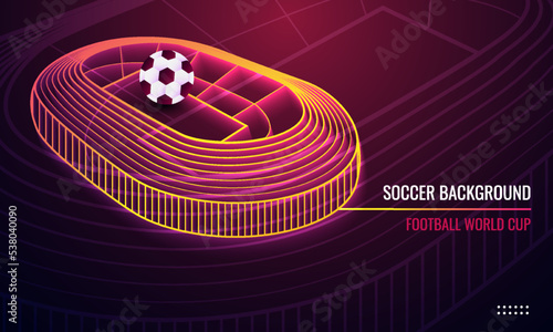 Soccer scoreboard background match team template design with stadium line style element. Sports match day for banner, poster, web. vector illustration