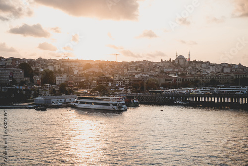 A very beautiful sunset in Istanbul. ships old houses and bridge
karakoy istanbul