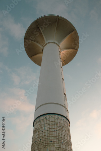 communication tower radar for ships Üsküdar istanbul by the sea. a tall white tower