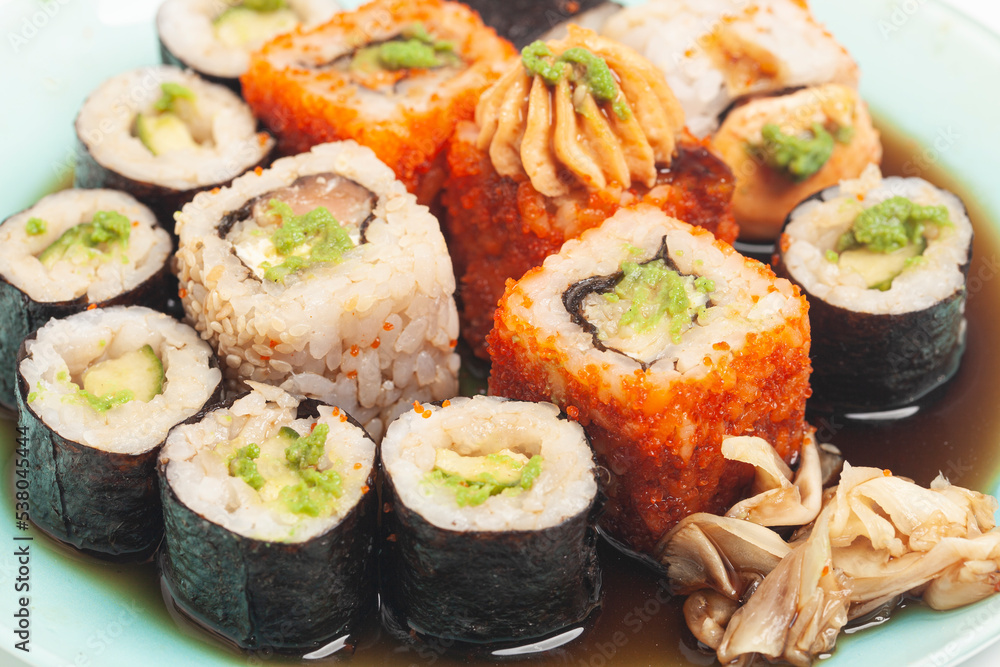 Sushi rolls japanese food on a plate Sushi rolls japanese food on a plate
