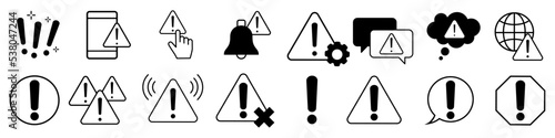 Simple Set of Warnings Related Vector Icons. Contains such signs as Alert, Exclamation illustration sign collection. Warning symbol and more.