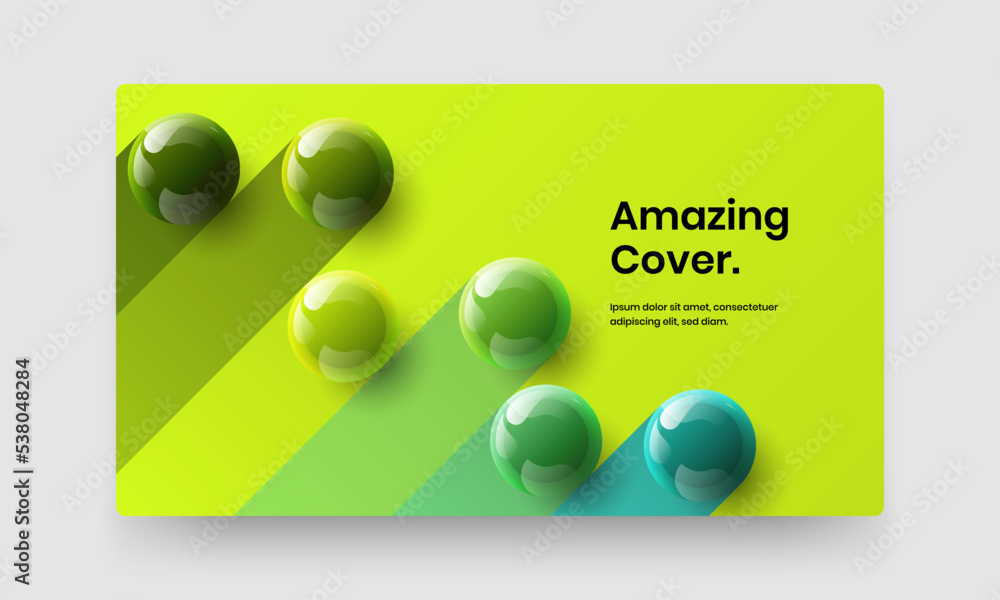 Creative realistic balls company identity concept. Geometric website screen design vector layout.