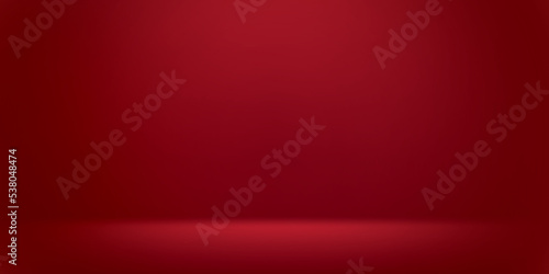 Abstract gradient background with red color, room studio, dak light. Vector illustration.