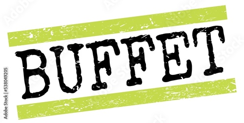BUFFET text on green-black grungy lines stamp sign.